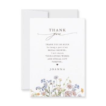 colorful spring wildflower meadow  bridal shower thank you card