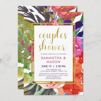 colorful tropical couples wedding shower invitation