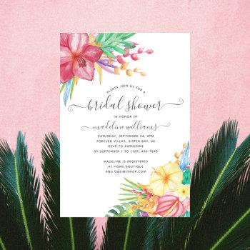colorful tropical floral beach bridal shower  invitation