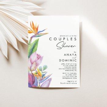 colorful tropical floral | couples shower invitation