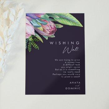 colorful tropical floral | purple wishing well enclosure card