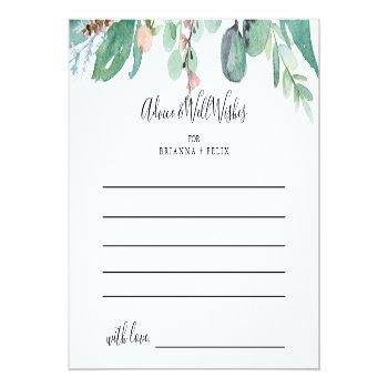 Colorful Tropical Floral Wedding Advice Card Front View