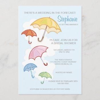 colorful umbrellas bridal shower invitation