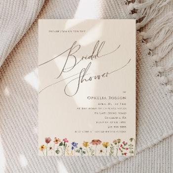 colorful wildflower | beige bridal shower invitation