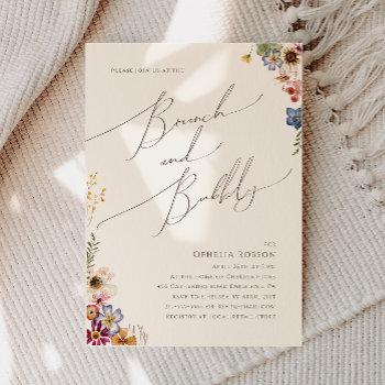 colorful wildflower beige garden brunch and bubbly invitation