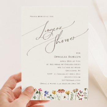 colorful wildflower | beige lingerie shower invitation