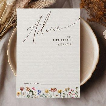 colorful wildflower | beige wedding advice card