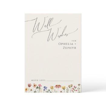 colorful wildflower beige wedding well wishes card