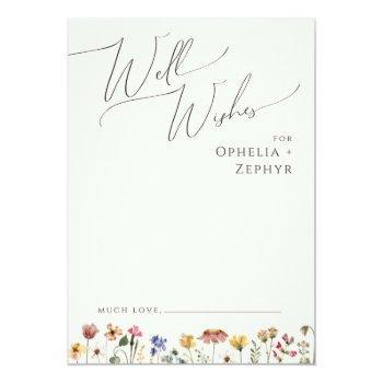 Colorful Wildflower Beige Wedding Well Wishes Card Front View