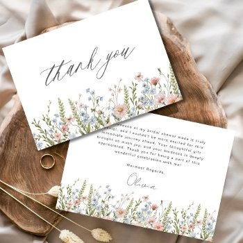 colorful wildflower bridal shower thank you card