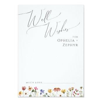 Colorful Wildflower | Wedding Well Wishes Card Front View