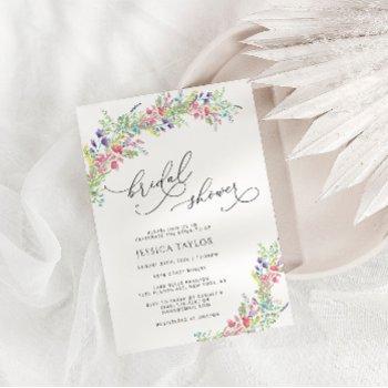 colorful wildflowers bridal shower invitation