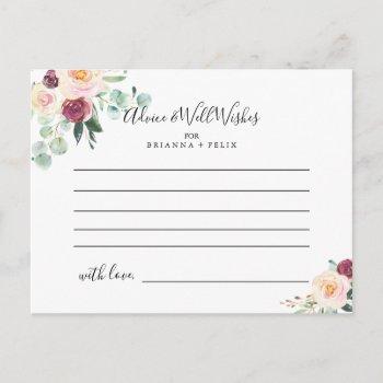 contemporary eucalyptus floral wedding advice card