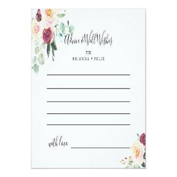 Contemporary Eucalyptus Floral Wedding Advice Card Front View