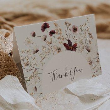 copper burgundy wildflower | beige thank you card