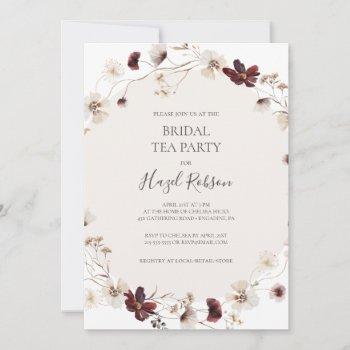 copper burgundy wildflower | bridal tea party invitation