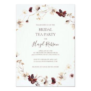 Copper Burgundy Wildflower | Bridal Tea Party Invitation Front View