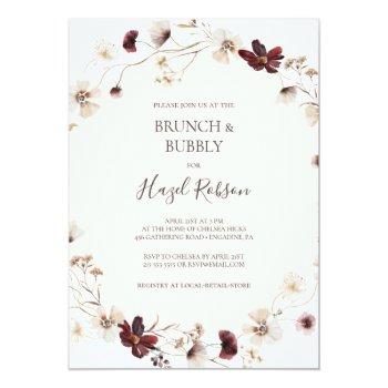 Copper Burgundy Wildflower Brunch & Bubbly Shower Invitation Front View