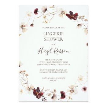 Copper Burgundy Wildflower | Lingerie Shower Invitation Front View