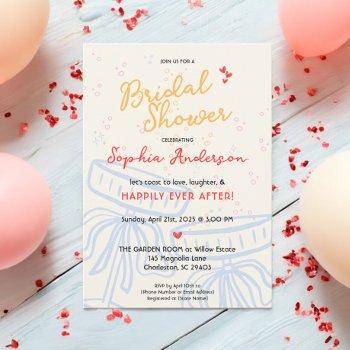 coquette bow happily ever after bridal shower invitation
