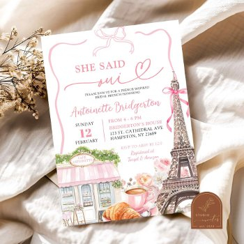 coquette parisian cafe french bridal brunch invitation