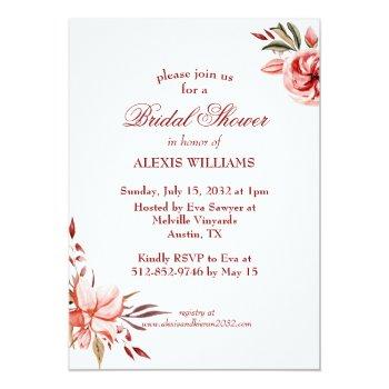 Coral & Blush Roses Bridal Shower Invite Front View