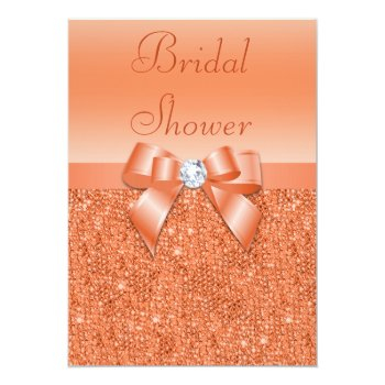Coral Printed Sequins Bow & Diamond Front View
