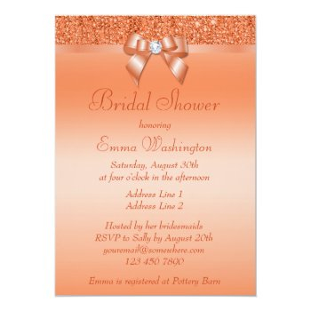 Coral Printed Sequins Bow & Diamond Front View