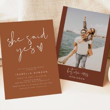 coriander boho she said yes modern bridal shower   invitation