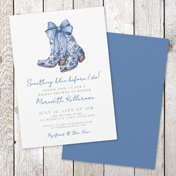 country blue bow cowboy bridal shower invitation