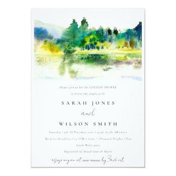 Country Mountain River Landscape Couples Shower Invitation Front View