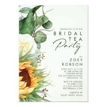 Country Sunflower | Light Yellow Bridal Tea Party Invitation Front View