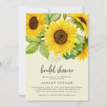 country sunflower | yellow bridal shower invitation