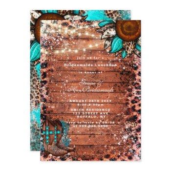 country turquoise  bridesmaids luncheon invitation