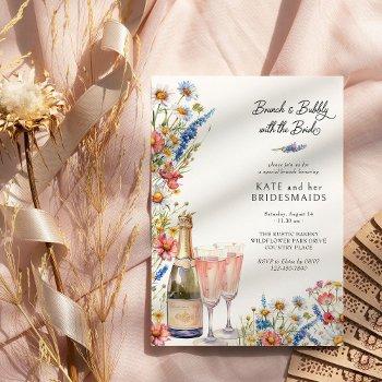 country wildflower bridesmaids brunch and bubbly invitation