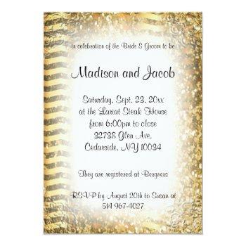 Couple's Bridal Shower In An Elegant Gold Glitter Invitation Front View