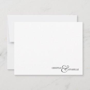 couples personalized stationery black scallop note card