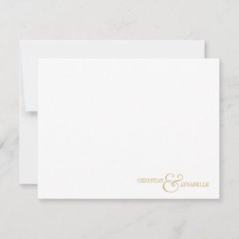 couples personalized stationery faux gold scallop note card