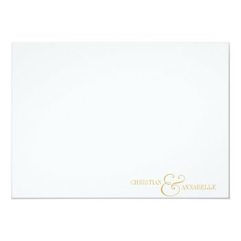 Couples Personalized Stationery Faux Gold Scallop Note Card Front View