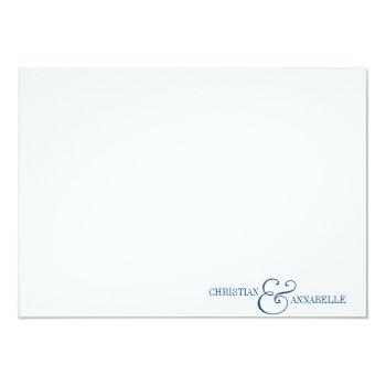 Couples Personalized Stationery Navy Blue Scallop Note Card Front View