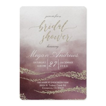 cranberry watercolor bridal shower invitation