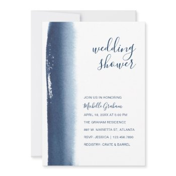 creative navy blue watercolor couples shower invitation