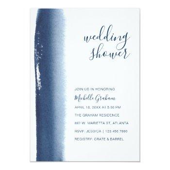 Creative Navy Blue Watercolor Couples Shower Invitation Front View
