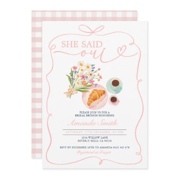 croissant she said oui bridal brunch cafe  invitation