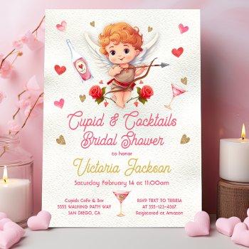 cupid and cocktails valentine's day bridal shower invitation