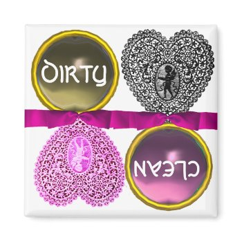 cupid lace heart  dirty clean dishwasher magnet