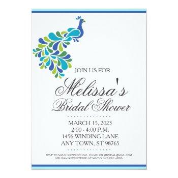 Custom Bridal Shower Invite, Beautiful Peacock Invitation Front View