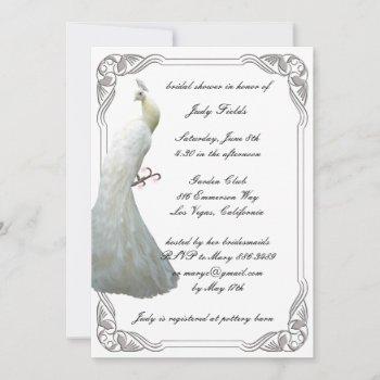 custom white peacock bridal shower invitation