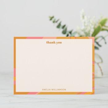 custom yellow orange pink marble bridal shower thank you card