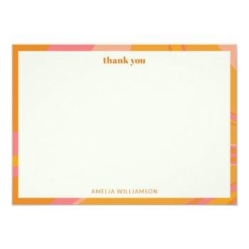 Custom Yellow Orange Pink Marble Bridal Shower Thank You Card Front View